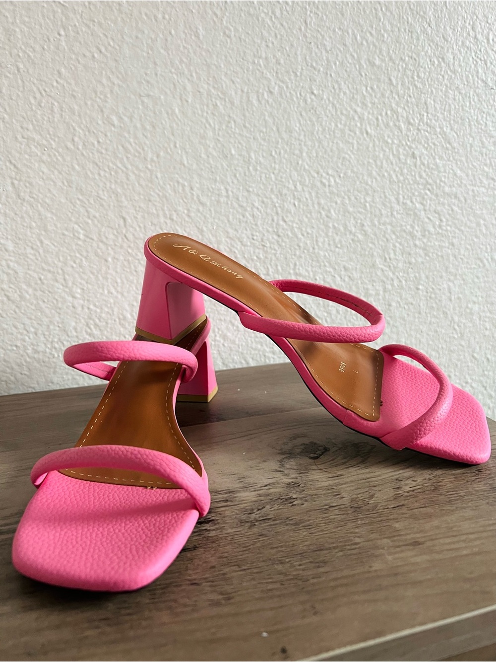 Pink Strappy Block Heel Sandals - Picture 4 of 6